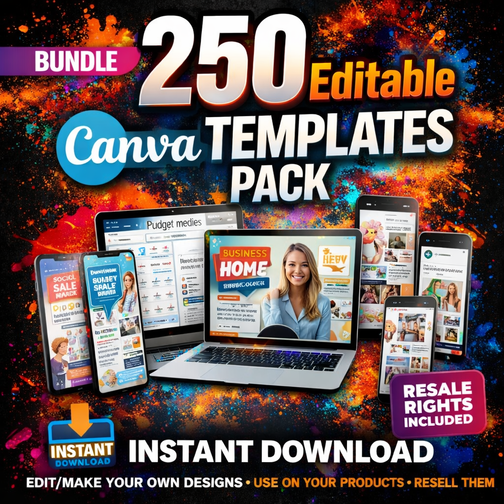 250 Canva Templates Pack